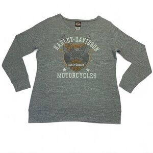 Harley-Davidson Biker Women's Gray Crew Neck Pullover Sweater